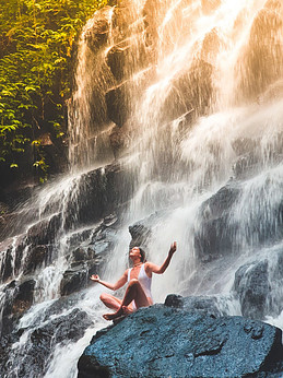 Women and waterfall
